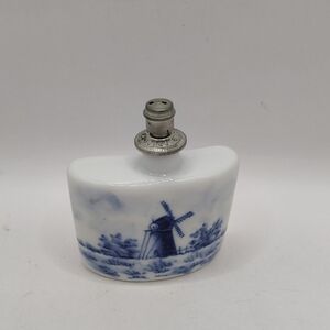 Vintage Small Delft Blue Holland Hand-Painted Porcelain Perfume Decanter 3"